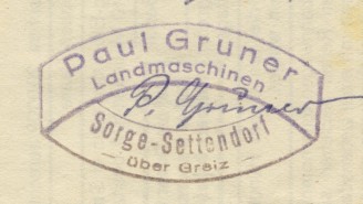 Stempel Paul Gruner Landmaschinen SOrge-Settendorf